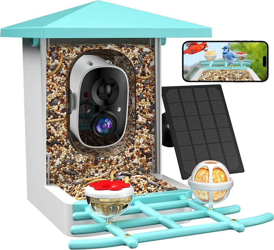 Smart Bird Feeder with Camera, AI Identify 16,000+ Birds, 5W Solar, 170° View, Motion Detection ... | Amazon (US)
