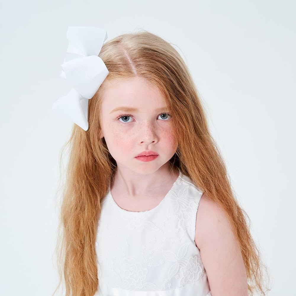 2 PCS 6" Big Hair Bows for Girls Alligator Clips Grosgrain Ribbon Solid Color Hair Accessories fo... | Amazon (US)