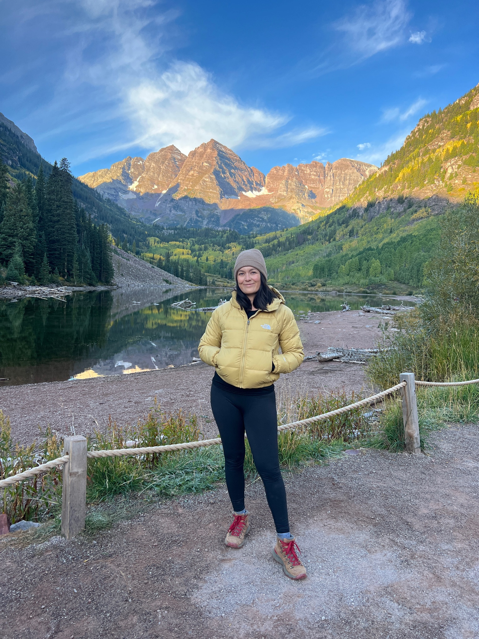 Hiking outfit. Fall hiking. Winter hiking. Winter puffer coat. North face coat. Hiking coat. Down coat. Puffer coat. Black leggings. Base layer. Ski leggings. Half days leggings. Hiking boots. Danner boots. Colorado style. Colorado outfit. Brown beanie. Brown hat. 

#LTKSeasonal #LTKstyletip