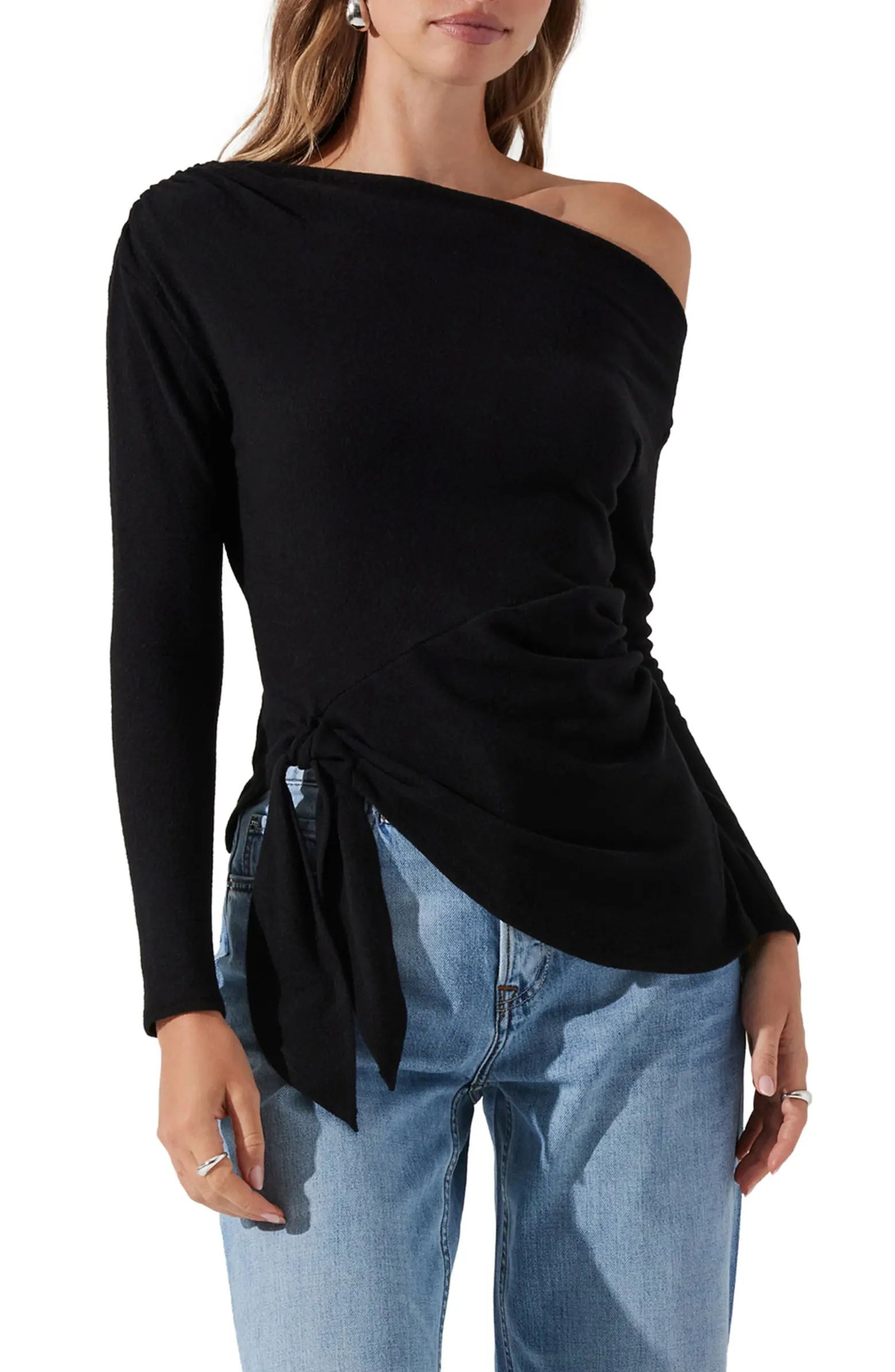 One-Shoulder Tie Hem Knit Top | Nordstrom