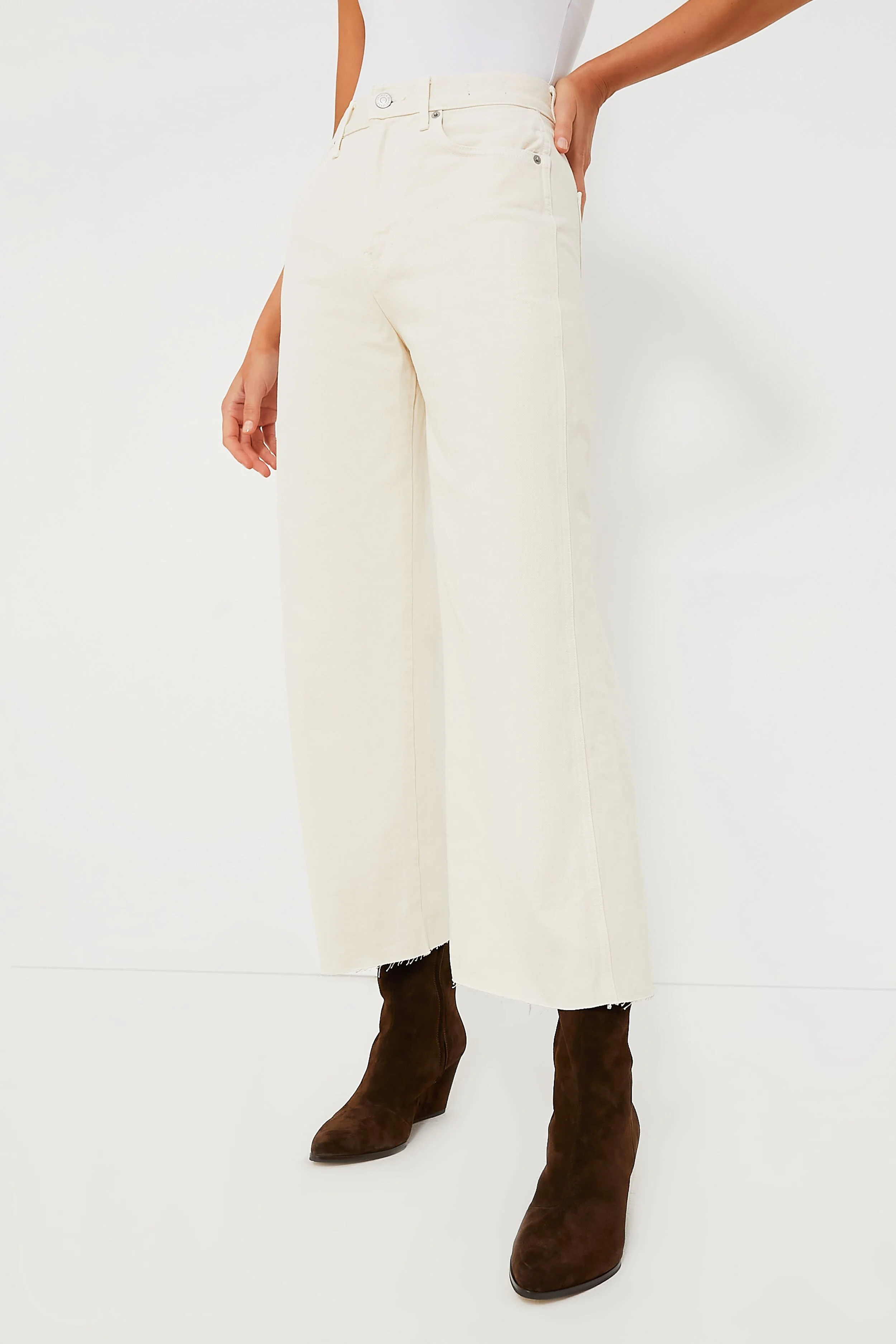 Ecru Taylor Cropped High Rise Wide Leg | Tuckernuck (US)