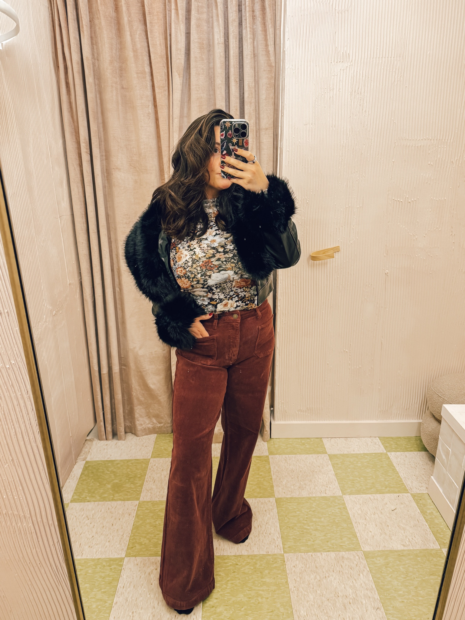 Entire outfit from shopmollygreen.com // Get up to 40% off your entire purchase during their Cyber Monday sale tomorrow!

Faux fur jacket | corduroy pants | sheer top | winter outfit | casual winter outfit | winter style 

#LTKStyleTip #LTKCyberWeek #LTKSaleAlert