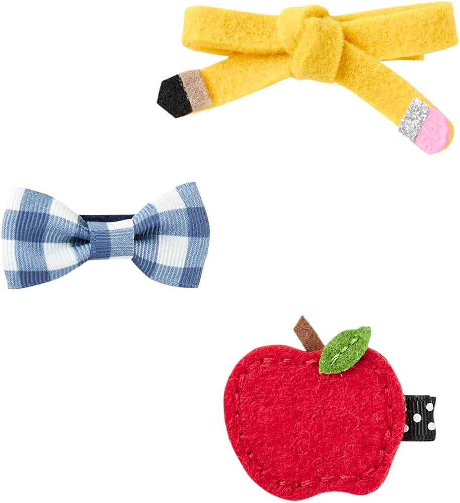 Mud Pie Back To School Hair Clip Set, Apple 1 Count (Pack of 1) | Amazon (US)