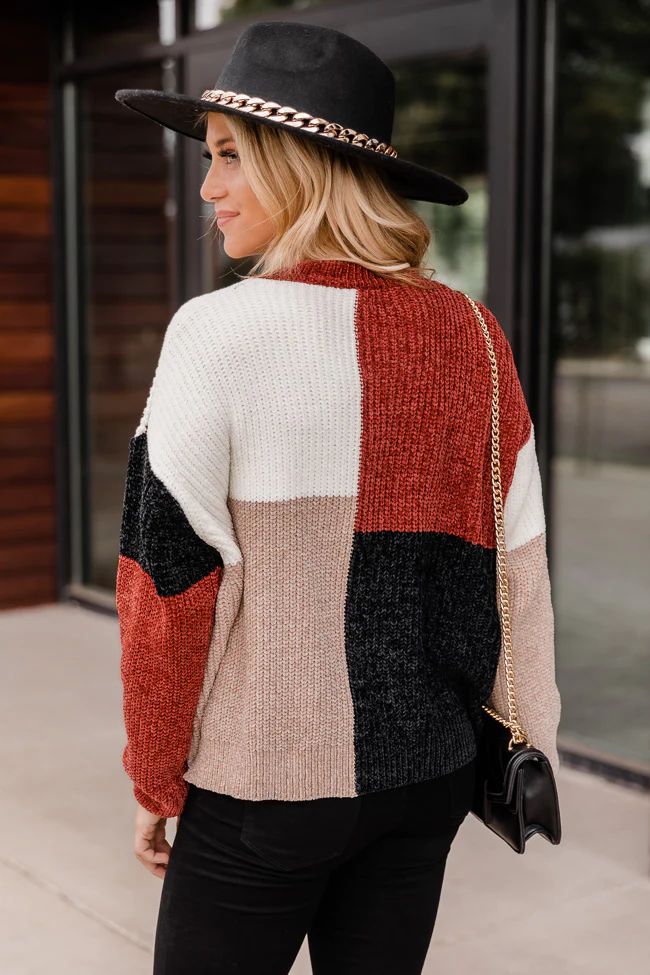 Speak To My Heart Rust Colorblock Sweater FINAL SALE | The Pink Lily Boutique