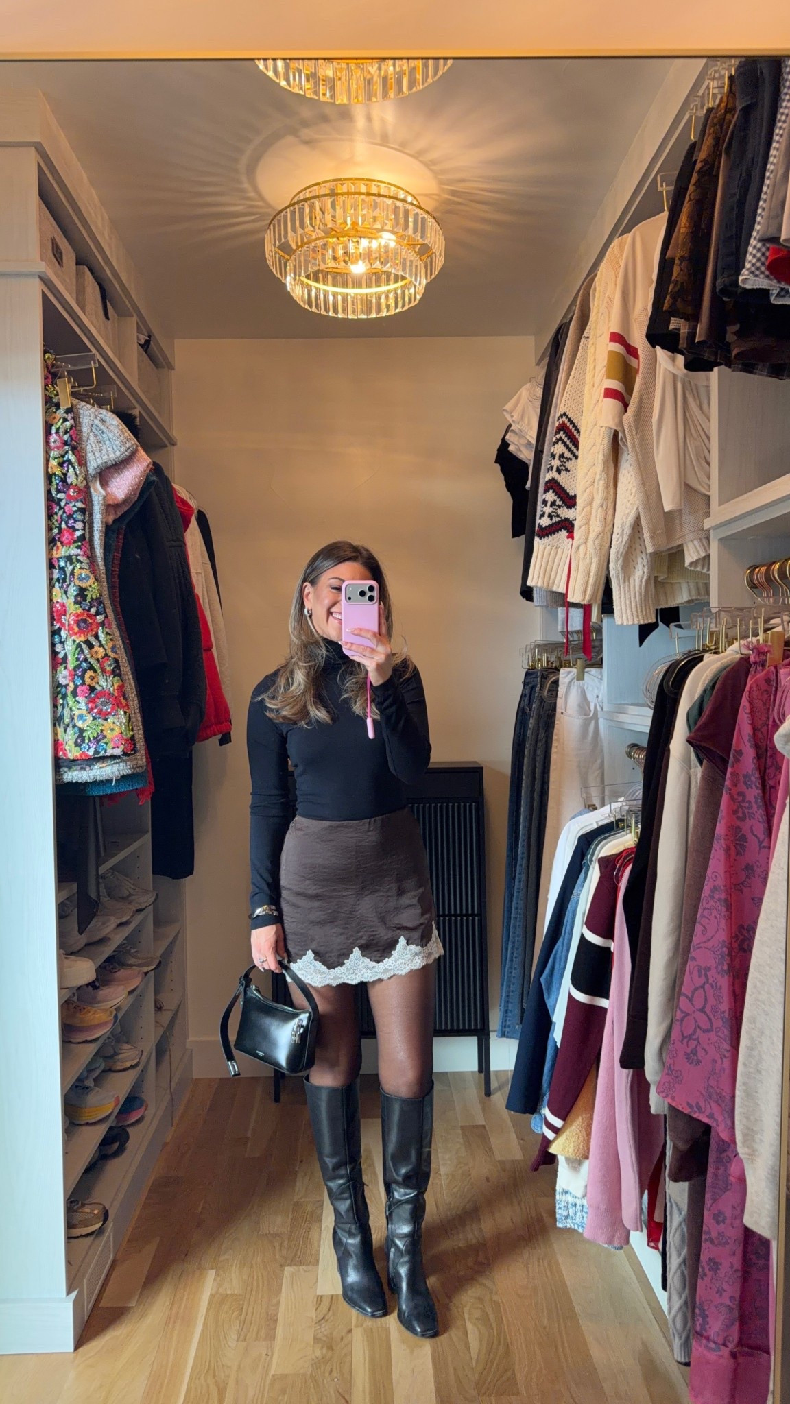 Abercrombie brown satin skort with lace detail paired with black turtleneck and boots

Revolve code: tulip

Wearing xs skort and small shirt

Workwear
Date night
Casual
Everyday
Turtleneck
Skort
Boots 


#LTKSeasonal #LTKootd #LTKgrwm