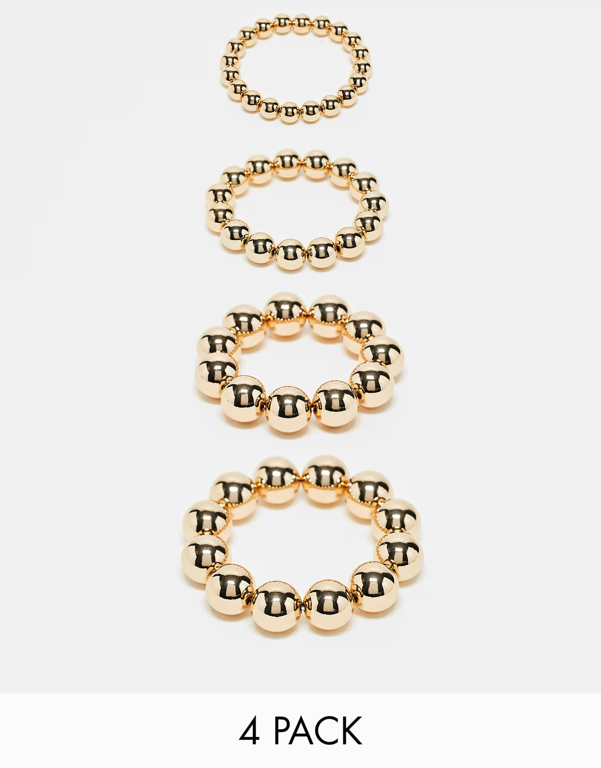 ASOS DESIGN pack of 4 bracelets with ball detail in gold tone | ASOS (Global)
