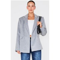 Grey Oversized Textured Wool Look Blazer | PrettyLittleThing US