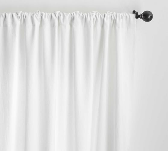 Custom Belgian Flax Linen Blackout Curtain - White | Pottery Barn (US)