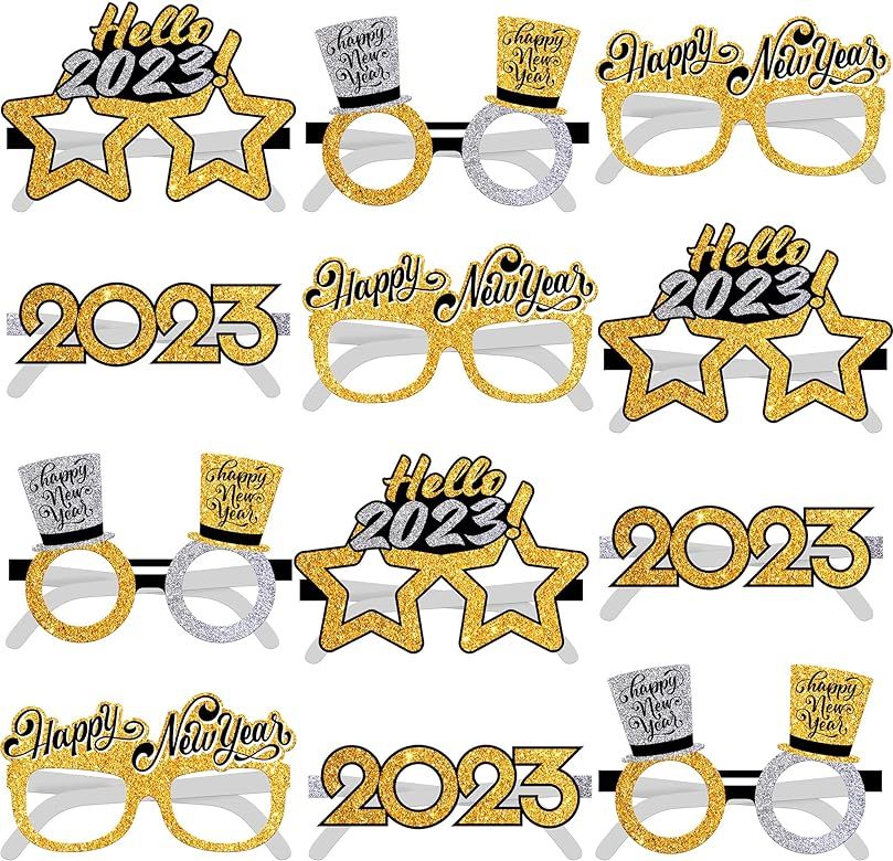 Happy New Year Eyeglasses 2023 - Pack of 12, New Years Eve Party Supplies 2023 | New Years Eve Glass | Amazon (US)