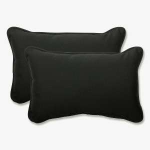 Solid Outdoor Patio Corded Throw Pillows - 18.5" - Midnight Black - Set of 2 | Christmas Central