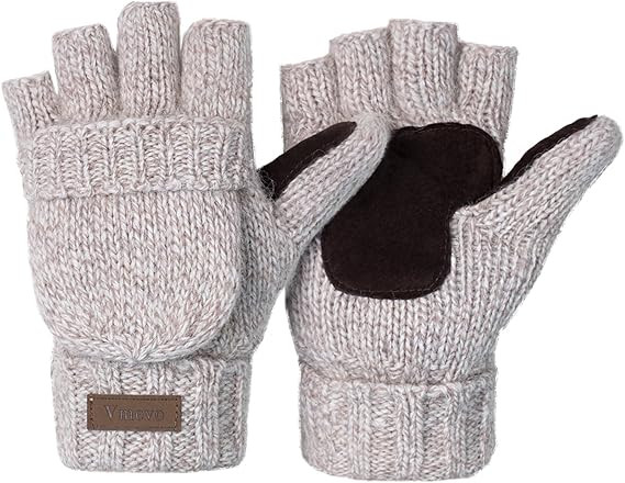ViGrace Winter Knitted Convertible Fingerless Gloves Wool Mittens Warm Mitten Glove for Women and... | Amazon (US)