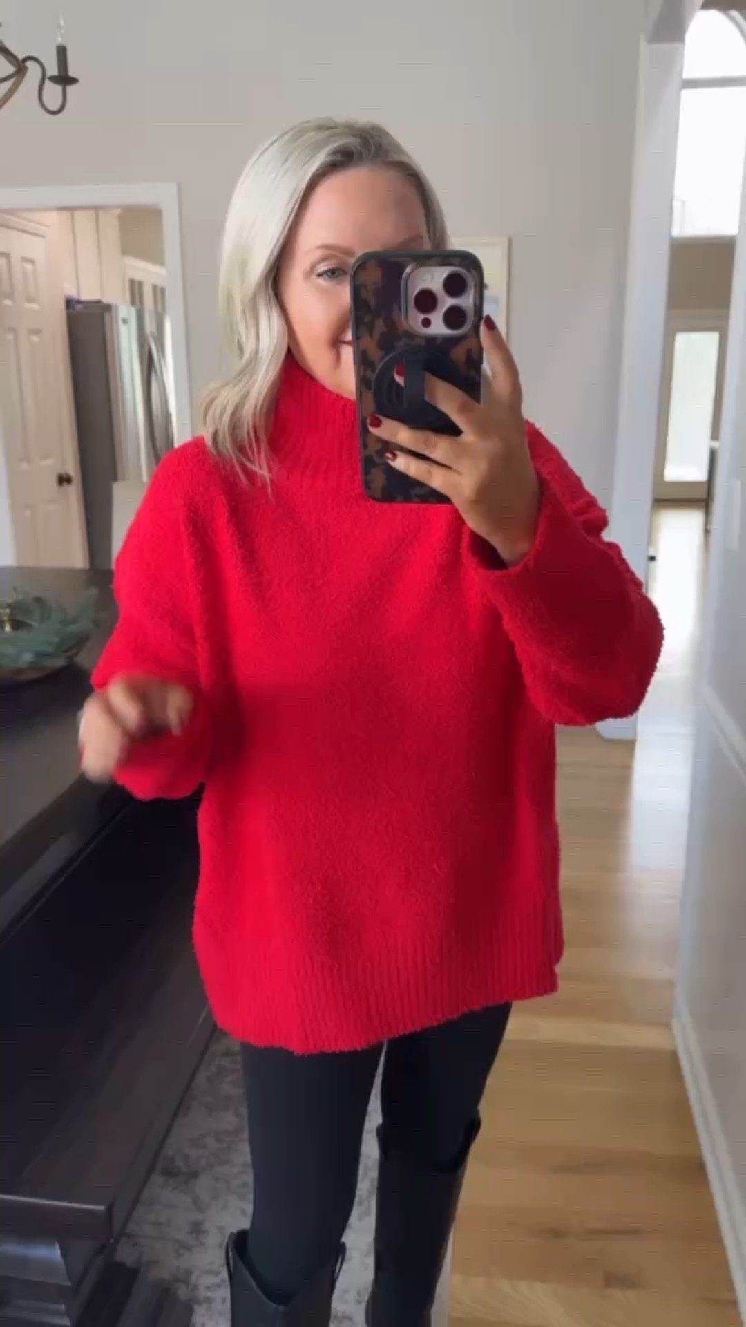 This is the coziest turtleneck sweater! Perfect length for leggings and the oversized fit makes it so comfortable! Loving this red for the holidays, but comes in lots of color options. 

Winter outfit Winter style Amazon finds 

#LTKOver40 #LTKSeasonal #LTKootd