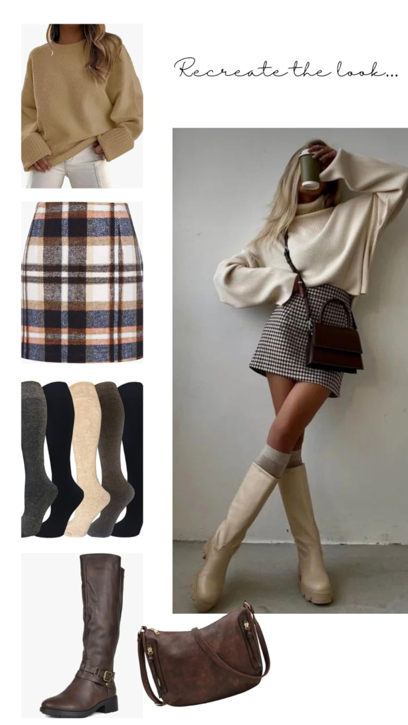 IDEALSANXUN Womens High Waist Plaid Skirt Bodycon Pencil Wool Mini Skirts | Amazon (US)