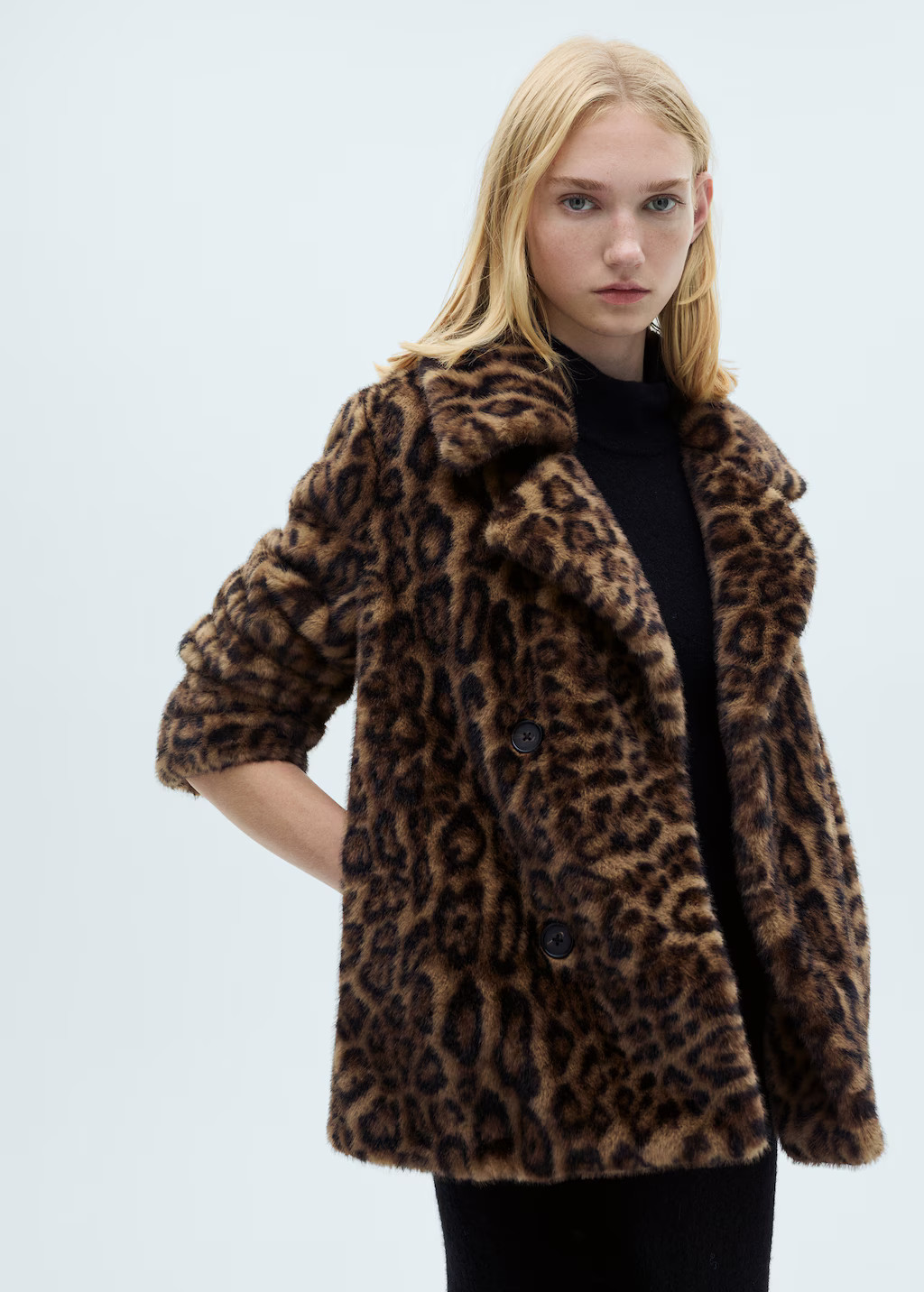 Mantel mit Pelz-Effekt und Leopardenmuster - Damen | MANGO Deutschland | Mango EU