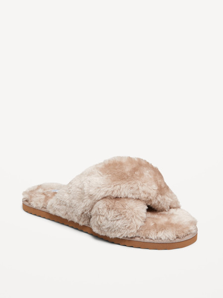 Faux-Fur Cross-Front Slippers | Old Navy (US)