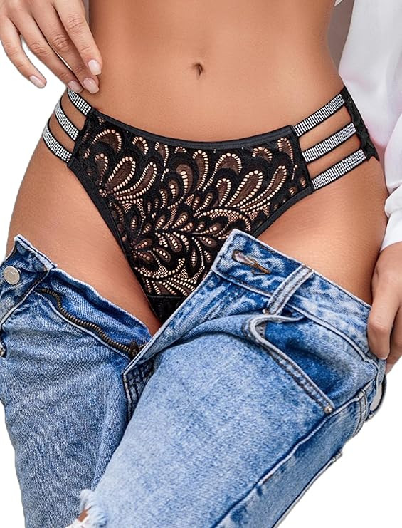 Avidlove Women Sexy Panties Lace Glitter Panty Cheeky Bikini Underwear 1-4 Pack       Send to Log... | Amazon (US)