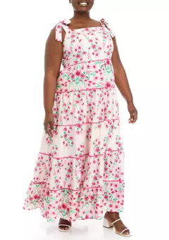 Crown & Ivy™ Plus Size Sleeveless Tiered Printed Maxi Dress | Belk