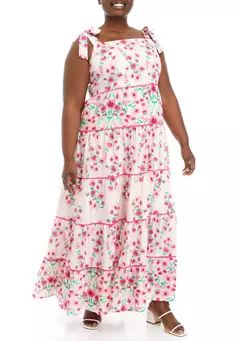 Crown & Ivy™ Plus Size Sleeveless Tiered Printed Maxi Dress | Belk