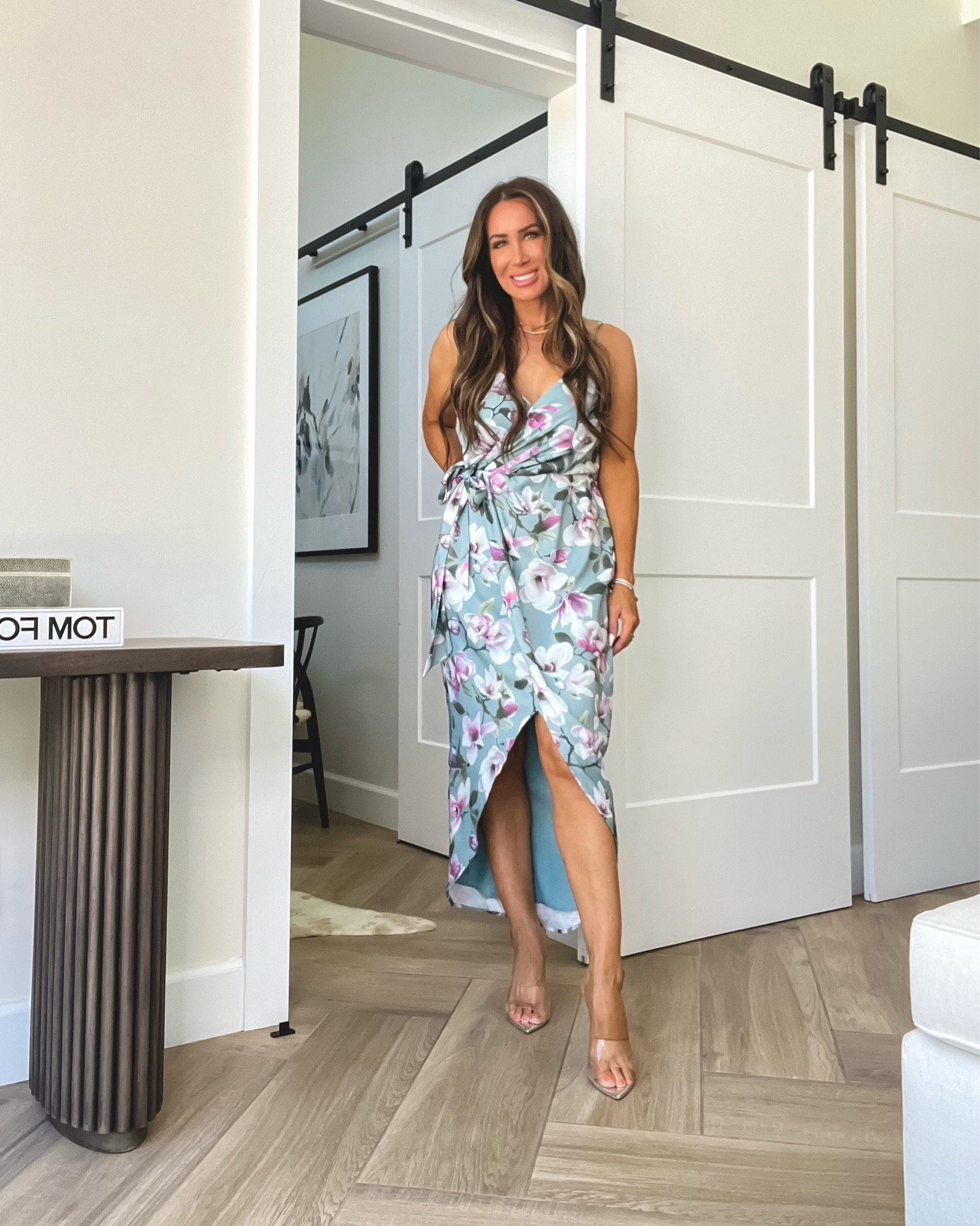 On sale floral wrap midi dress this style lol looks incredible on every body type sz small 
Heels tts 
Wedding guest dress, summer and vacation dress

#LTKwedding #LTKsalealert #LTKunder100