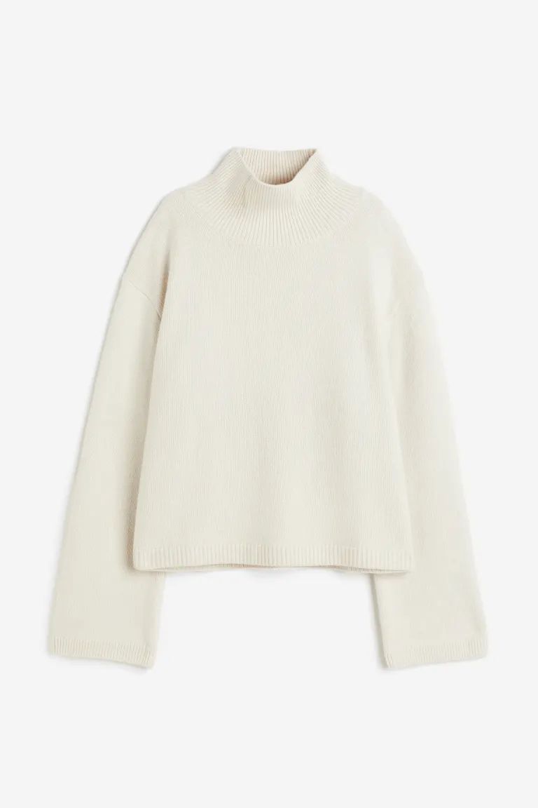 Oversized cashmere-blend jumper - Natural white - Ladies | H&M GB | H&M (UK, MY, IN, SG, PH, TW, HK, KR)