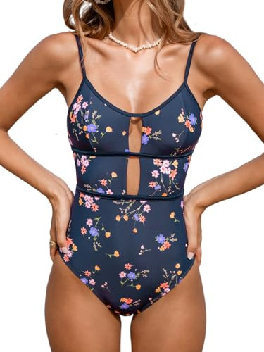 CUPSHE Women's One Piece Swimsuit Scoop Neck Adjustable Straps Cutout Back Self Tie Bathing Suit, XS | Amazon (US)
