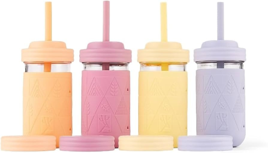 Elk and Friends Kids + Toddler Glass Cups | The Original 12oz Glass Mason Jar with Sleeves + Lids... | Amazon (US)