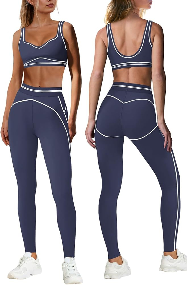 Nirovien Womens 2 Piece Workout Sets Athletic Yoga Outfits Sports Bra and Butt Lifting Leggings G... | Amazon (US)