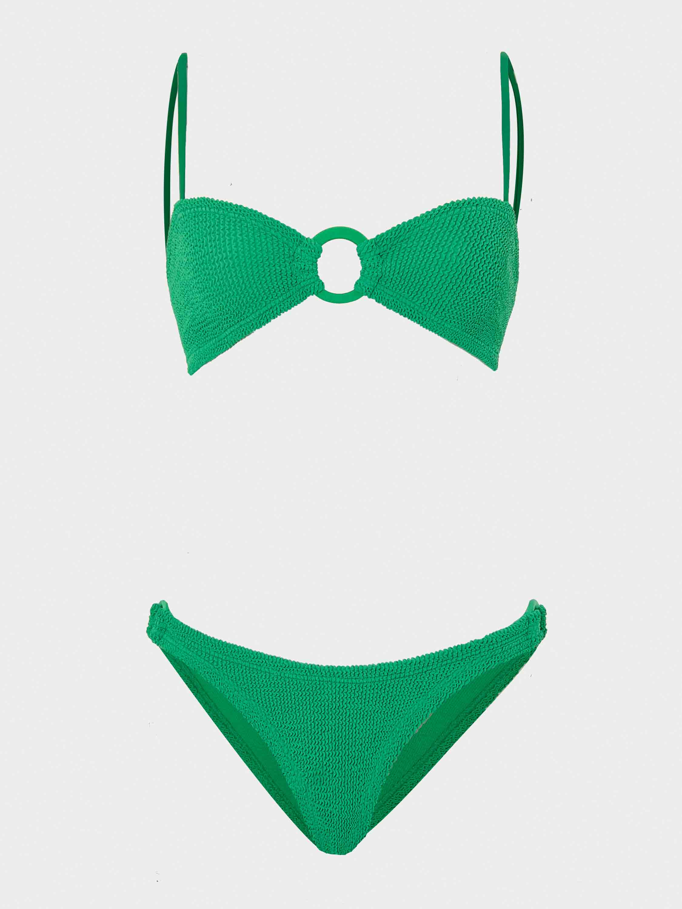 Misty Bikini With Tonal Hoops | Emerald | Original Crinkle™ One Size Swimwear | Hunza G - Emerald / One size | HUNZA G