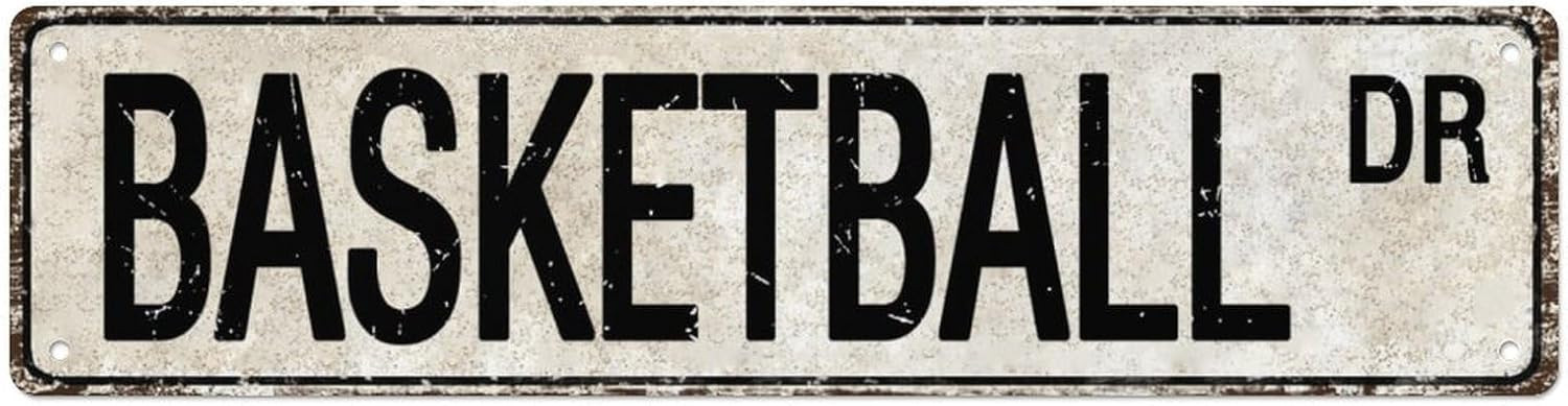 Basketball Vintage Tin Sign Sports Decor For Boys Bedroom Basketball Room Poster Vintage Metal Sign for Home Bar Coffee Garden Indoor Decor 4x 16 inches | Amazon (US)