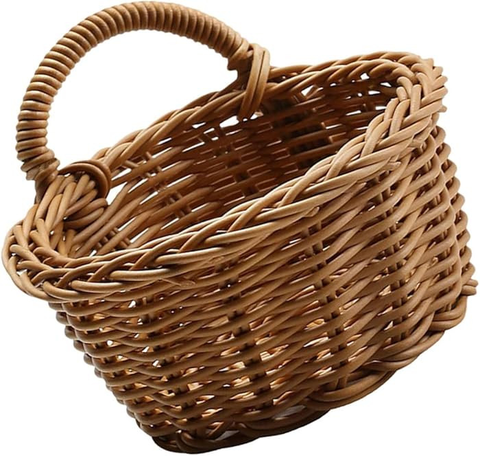 Imitation Rattan Wall Hanging Basket Lightweight Wall-Mounted Storage Organizer for Kitchen Balco... | Amazon (US)