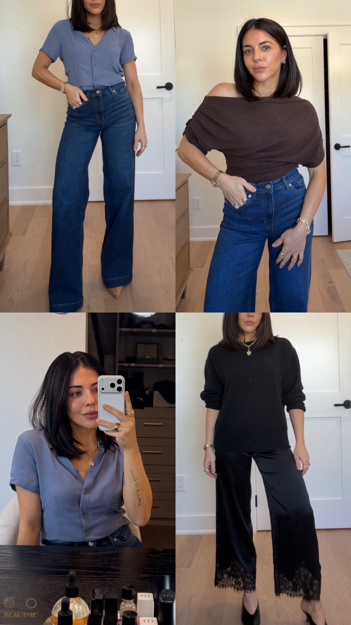 What I wore this week! 

Jeans: size 25
Satin pants: size XS
Brown top: size s
Blue blouse: size 4

#LTKjeans #LTKcanada #LTKstyletip