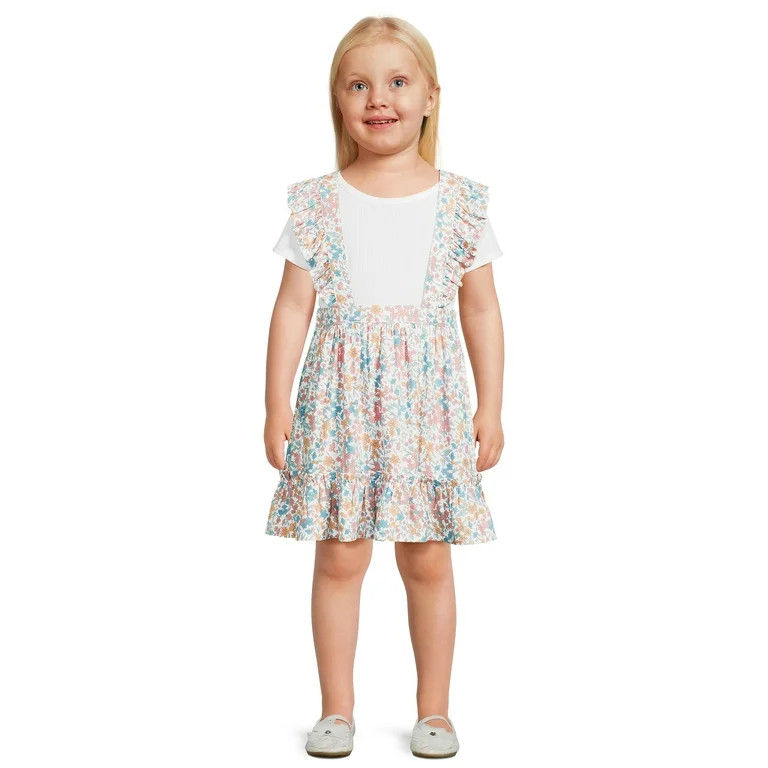 Wonder Nation Toddler Girls Pinafore Dress Set, Sizes 18M-5T | Walmart (US)