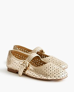 Girls' perforated metallic Mary Janes | J.Crew Factory