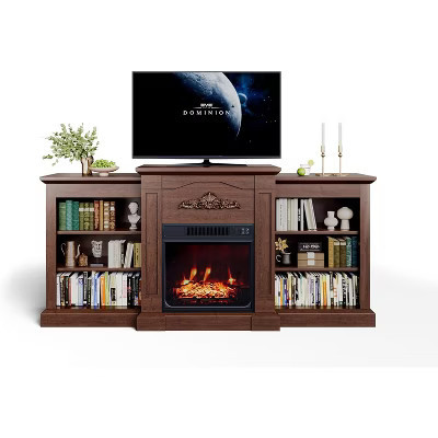 Garvee 67" Electric Fireplace TV Stand, 18" Insert, Adjustable Heat & Flames, Remote, Storage Shelves, Gray Entertainment Console | Target