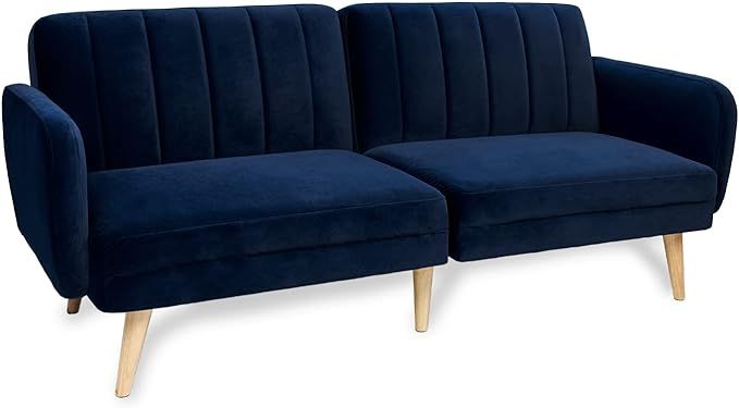 Milliard Futon Sofa Bed, Memory Foam Convertible Sofa Couch, Navy Blue Velvet | Amazon (US)