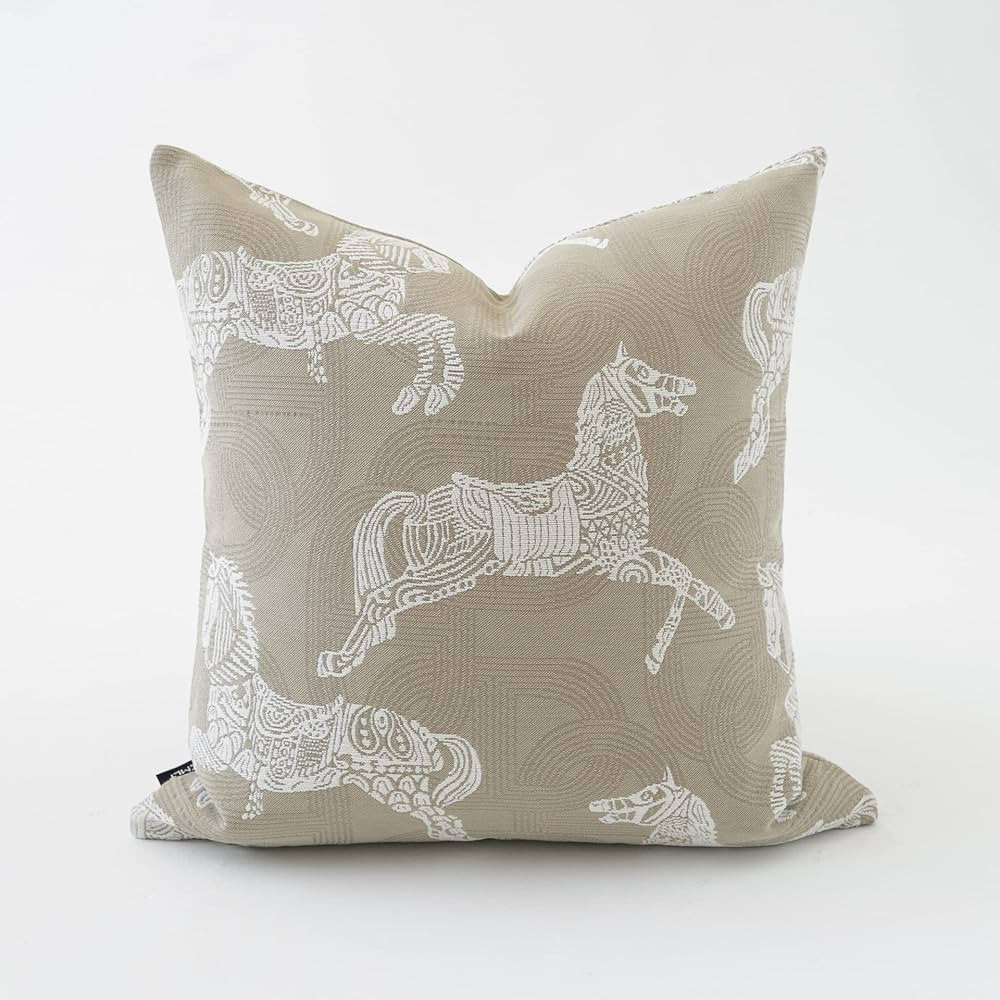 Croker Horse 20x20'' Inches Throw Pillow Cushion Cover - Horse Pattern Jacquard Craft Luxury Mode... | Amazon (US)