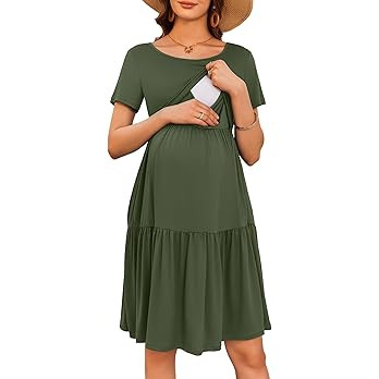 Ekouaer Nursing Dress Summer Short Sleeve Breastfeeding Casual Knee Length Maternity Dresses S-XX... | Amazon (US)