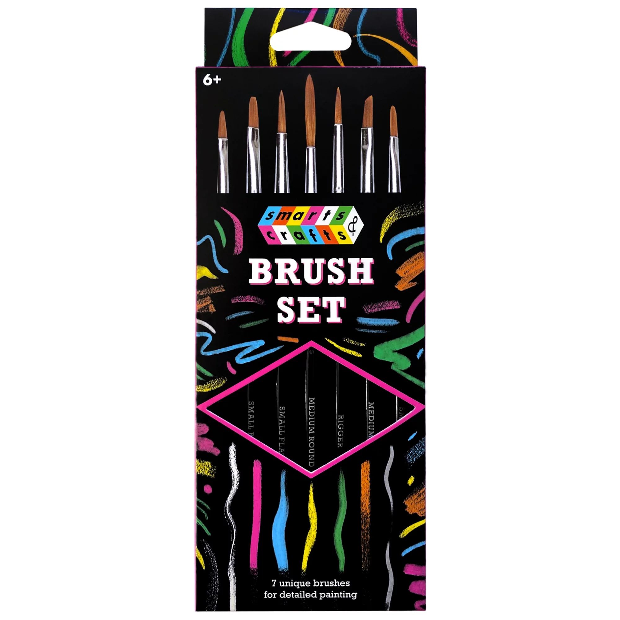 Smarts & Crafts Nylon Detail Paint Brush Set, 7 Count - Walmart.com | Walmart (US)