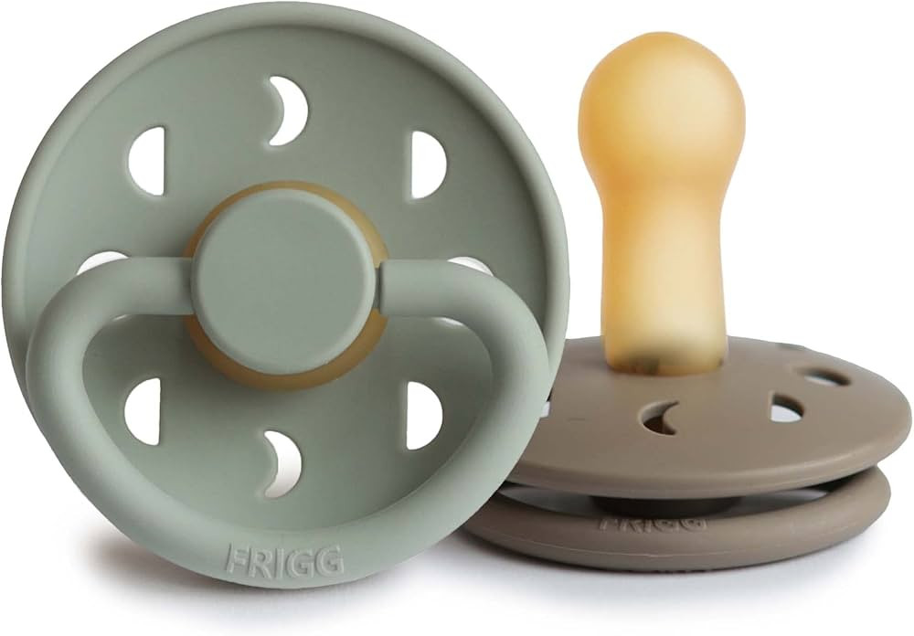 FRIGG Moon Natural Rubber Baby Pacifier | Made in Denmark | BPA-Free (Sage/Portobello, 6-18 Month... | Amazon (US)