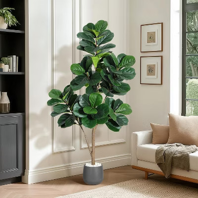Fiddle Leaf Fig Tree Artificial, Realistic Faux Ficus Trees Planter Pot, Indoor Fake Floor Plants | Target