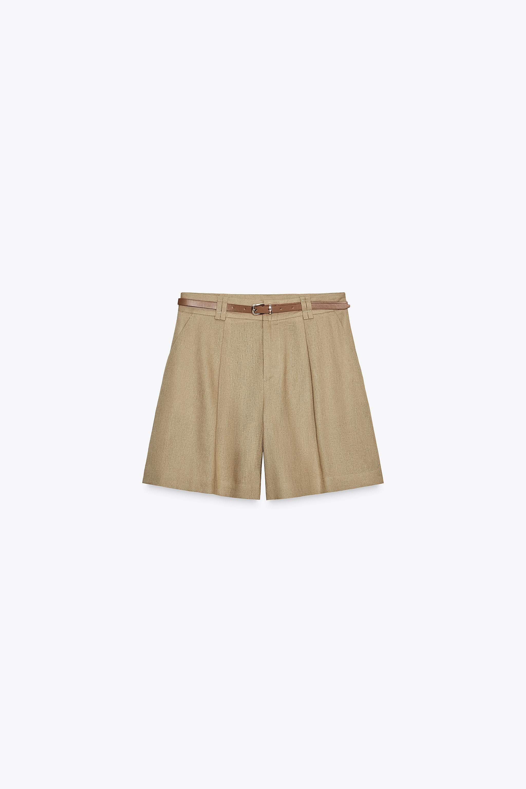 LINEN BELTED BERMUDA SHORTS | Zara US