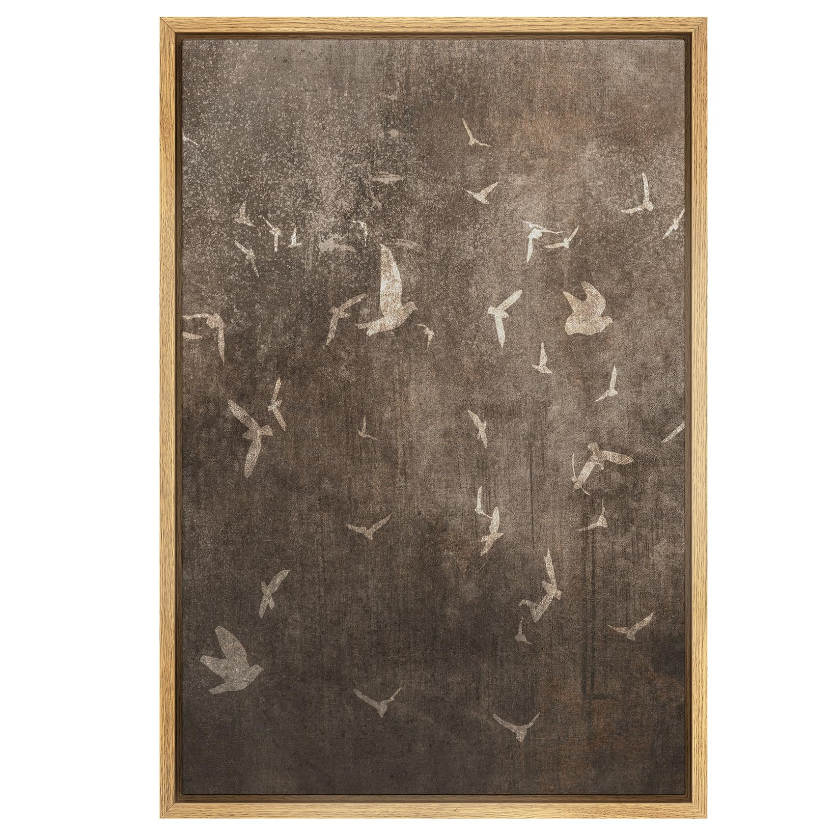 SIGNWIN Framed Canvas Print Wall Art Rustic Bird Flight Vintage Brown with White Birds Illustrati... | Amazon (US)