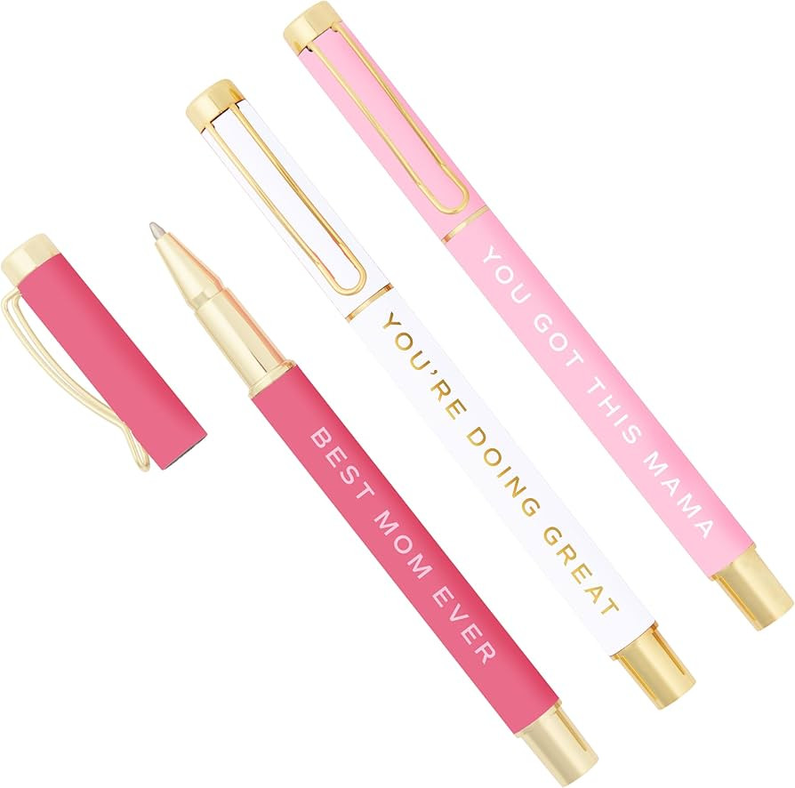 Sweet Water Decor Best Mom Ever Metal Pen Set - Refillable Weighted Pen Sets for Women, Cute Pen Sets for Women - Pink Office Accessories - Gifts for Mom, Mother's Day | Amazon (US)