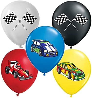 Vision Licensed Race Cars 12" Party Balloons 25 Pcs, Assorted Colors Premium Latex For Race Cars ... | Amazon (US)