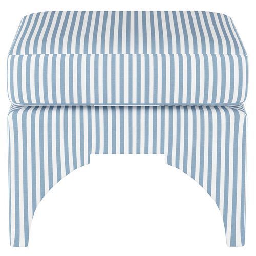 Maude Pillow-Top Ottoman, Blue Stripe Linen | One Kings Lane