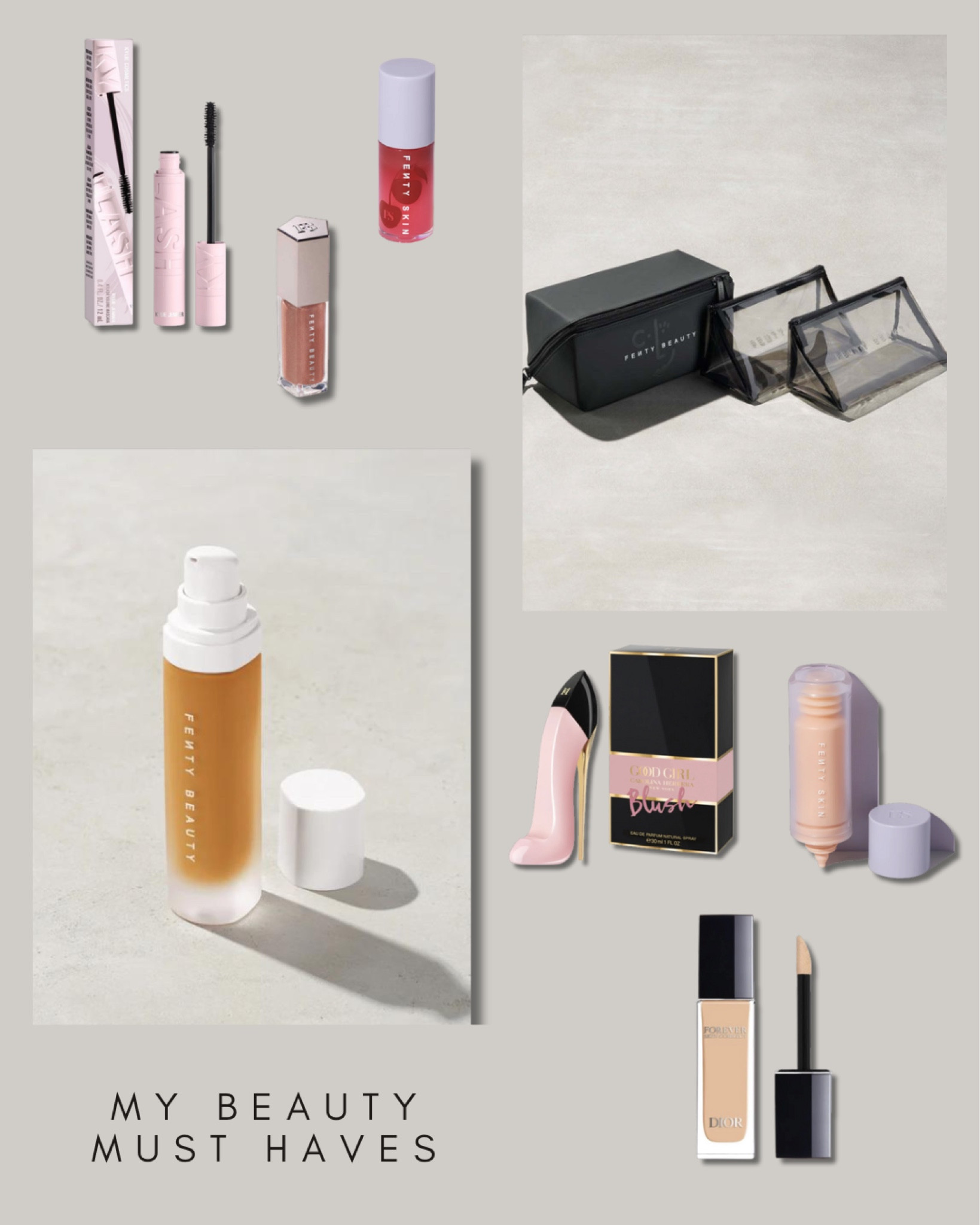 My beauty must haves 💄

Fenty beauty, Fenty skin, Douglas, gloss bomb, fenty glow, niacinamide spot serum, cherry lip oil, Good girl blush perfume, Dior forever skin correct, Kyla’s Volume Mascara, makeup bag, Netherlands. 

#LTKbeauty #LTKGiftGuide #LTKeurope