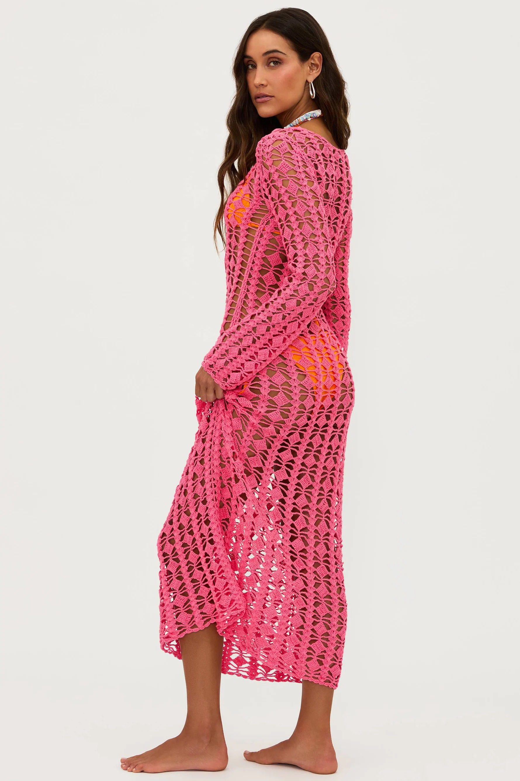 Ariana Dress Hot Coral | Crochet Dress | Beach Riot | Beach Riot