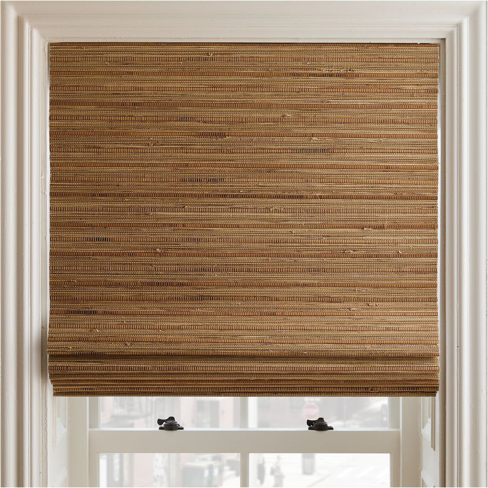Custom Natural Mixed Weave Blackout Roman Shade | West Elm (US)