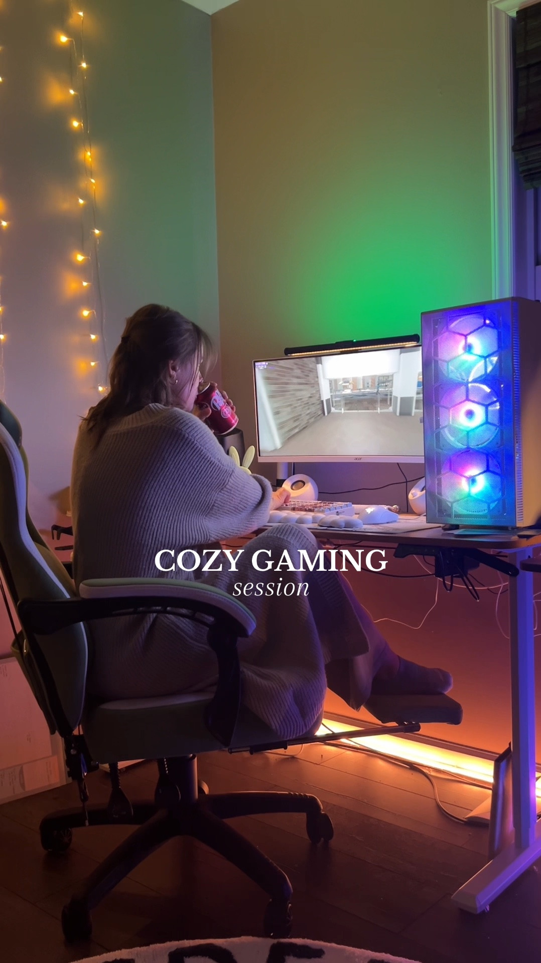 Cozy gaming session after putting the girls to bed! Playing Supermarket Together — free on steam!

PC build | desk setup | hobby room | gamer

#LTKGiftGuide #LTKWatchNow #LTKHome
