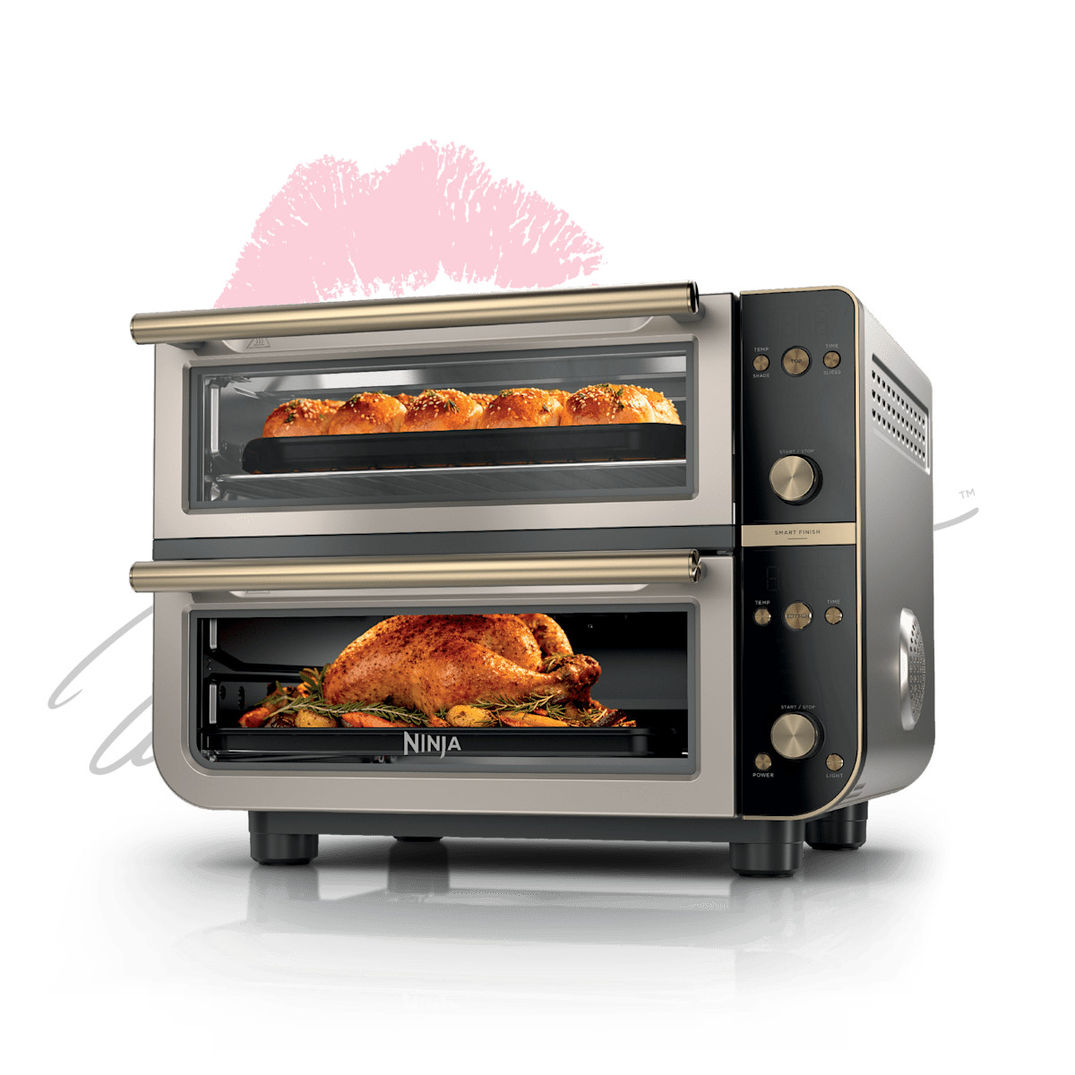 Ninja Double Oven Pro Smart XL Countertop Oven & Air Fryer, Stone Gold | DCT801SD | SharkNinja | SharkNinja